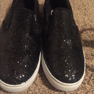 Black sparkly slip on shoes (size 10) barely used